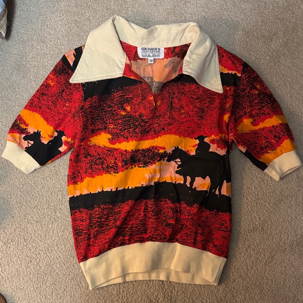 Western Polo Shirt - Red and Black